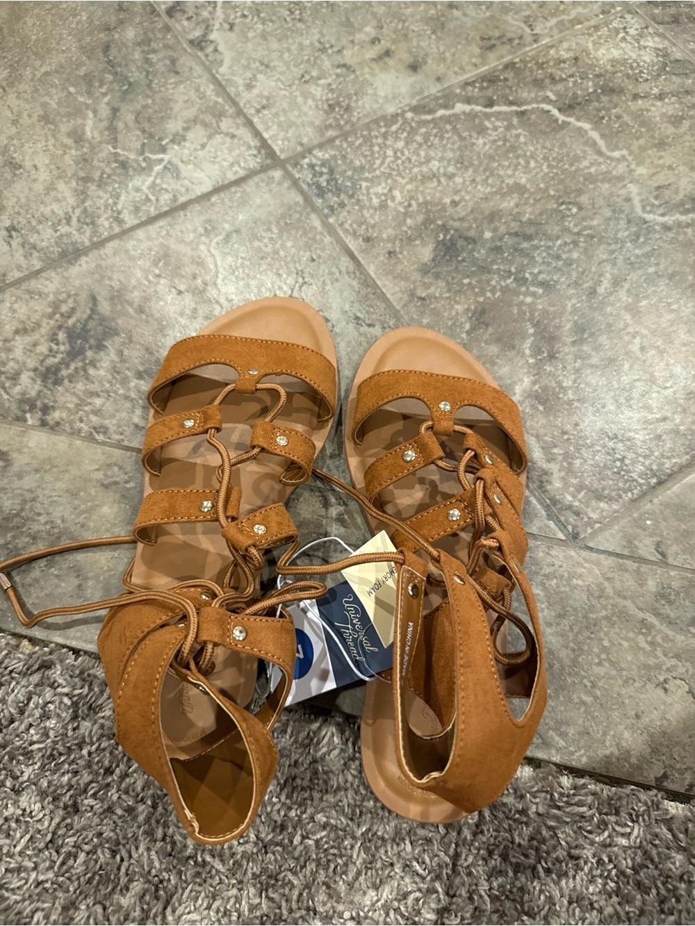 🍉Universal Thread Women's Lumi Ankle Strap Sandals, Size 7 - Cognac